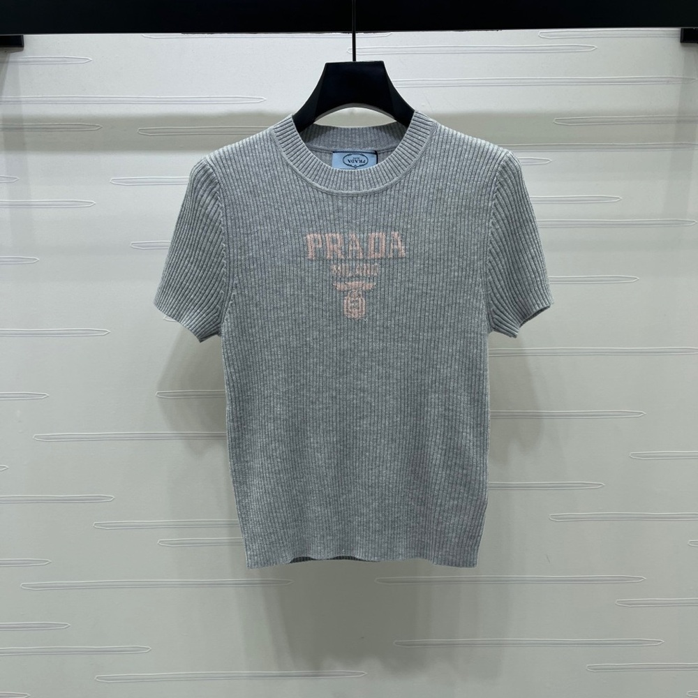 Prada crew neck slim-fit knit short-sleeved top